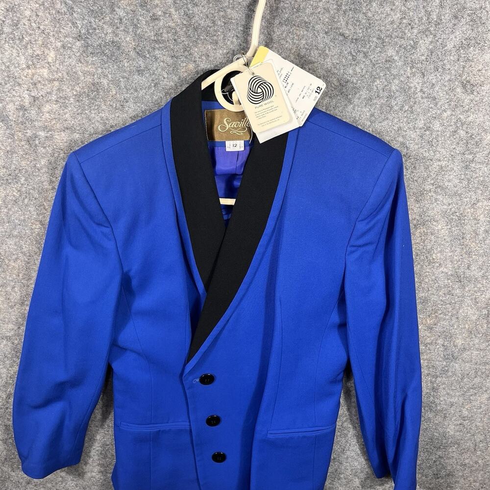 NWT Vintage Saville Suit Womens Skirt Set Blue Wool Blend 12 Double Breasted - Picture 6 of 9